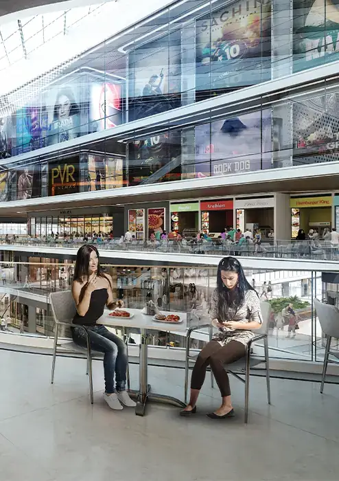 Elan Miracle – food court seating overlooking the multi-level retail atrium (artist's impression)